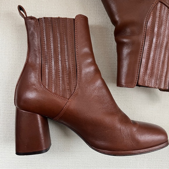 Sézane Dorie Leather Ankle Boots in Vintage Smooth Chocolate Brown Size 41 US 10 - Picture 3 of 13